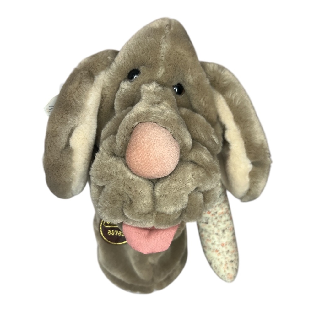 Deadstock Vintage 1984 Wrinkles Dog Hand Puppet With Bone Ganz Bros